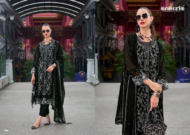 Roshina Black And White By Zaveri Organza Emboidery Readymade Suits Wholesale Online